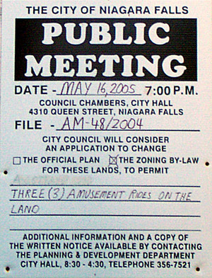 Publc Meeting Notice for Amusement Rides