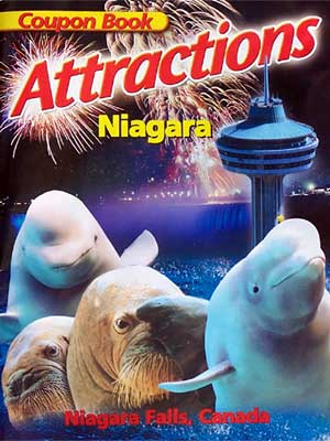 The cover has a collage of the Skylon Tower, fireworks over the Falls, 