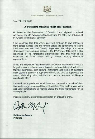 Cruise the Falls - A Personal Message From The Premier