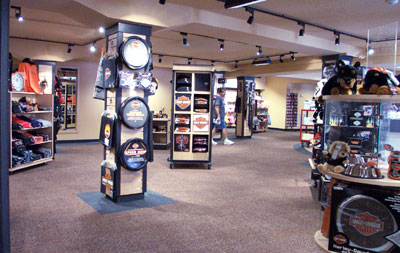 Inside of Harley Davidson store on Clifton Hill