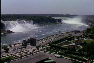 Aerial shot of Niagara Falls in 1952