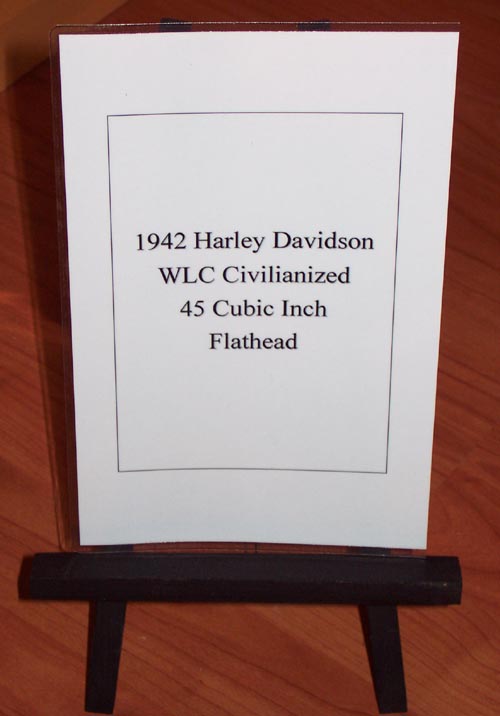 1942 Harley Davidson WLC Civilianized sign