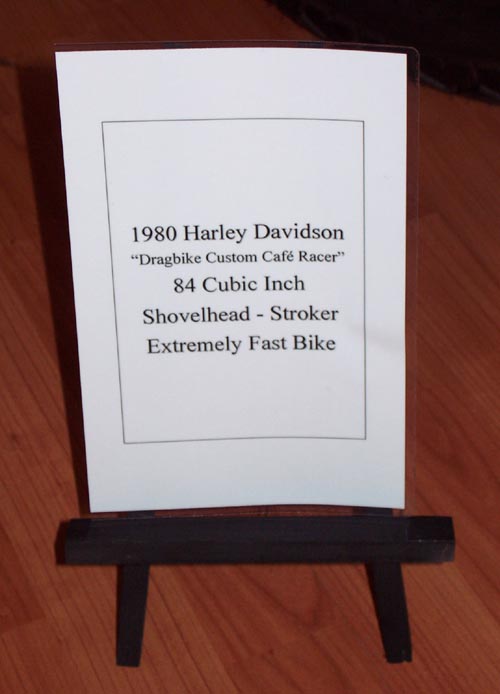 1980 Harley Davidson Dragbike Custom Cafe Racer sign