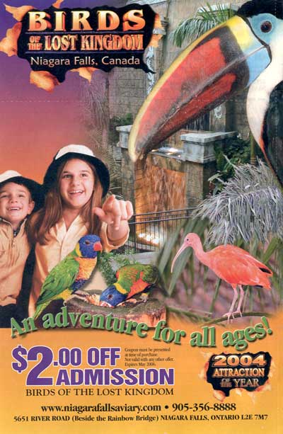Niagara's Super Saver 2005 ad for Niagara Falls Aviary