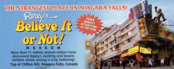 Ripley's Believe It or Not! ad in Niagara the Visitor Magazine