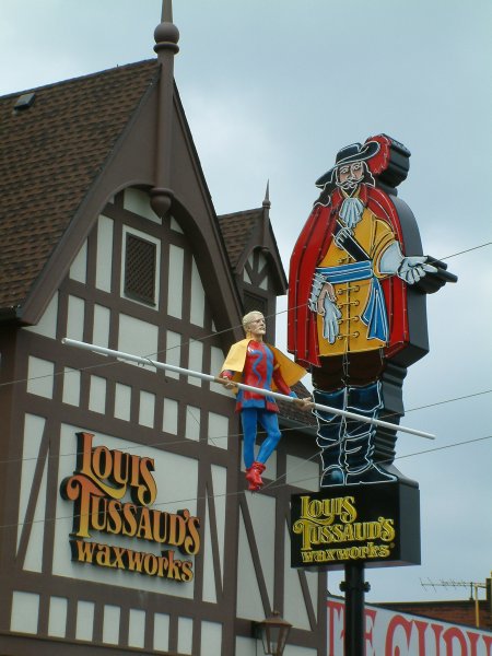 New signs and figures at front of Louis Tussaud's Waxworks